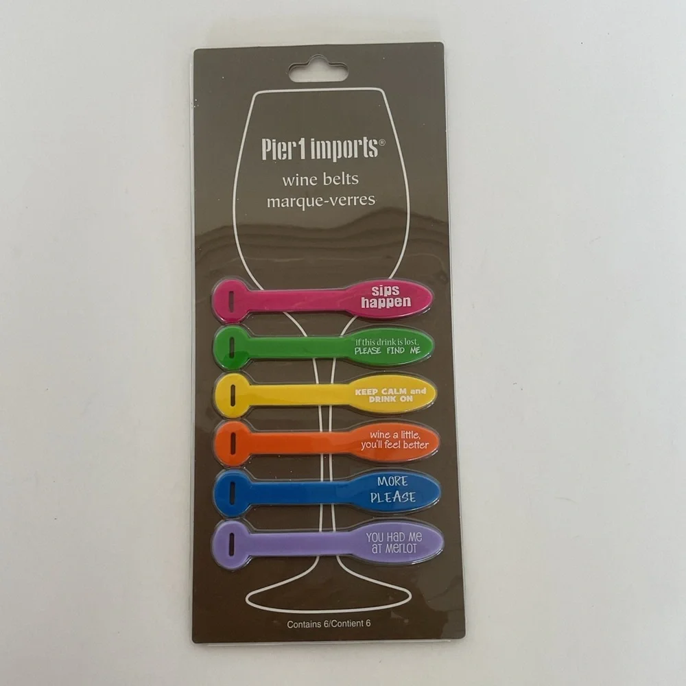 Pier 1 Vibrant Wine Charm belts Set of 6 NWT